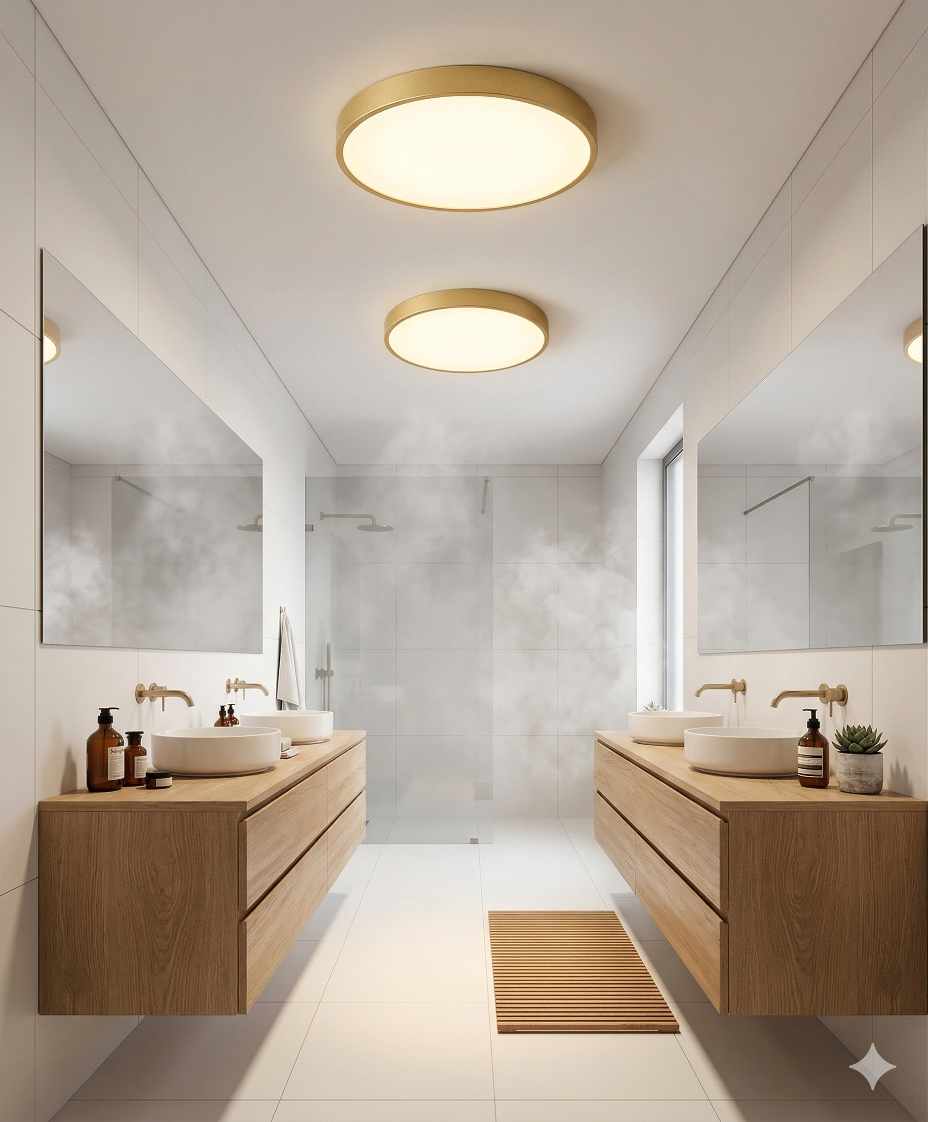 Round LED Ceiling Light Gold – 3 Light Colors, Waterproof IP44, For Bathroom, Kitchen, Bedroom & Living Room