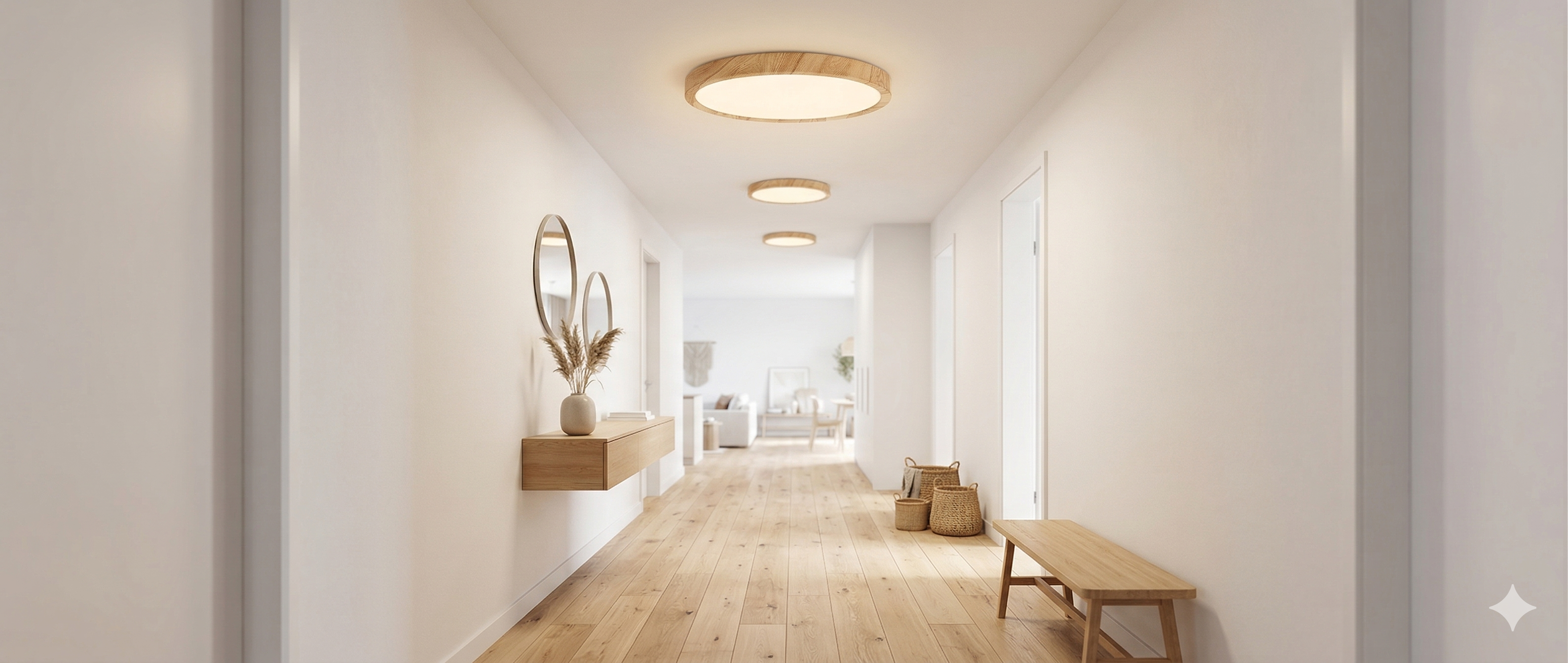 Ultraflache LED Deckenleuchte Holzoptik – 3 Lichtfarben, Für Bad, Küche, Schlafzimmer & Flur – Verschiedene Größen